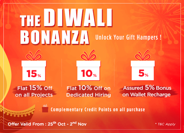 Diwali Bonanza 2018 kicks off on all Web development and dedicated Projects